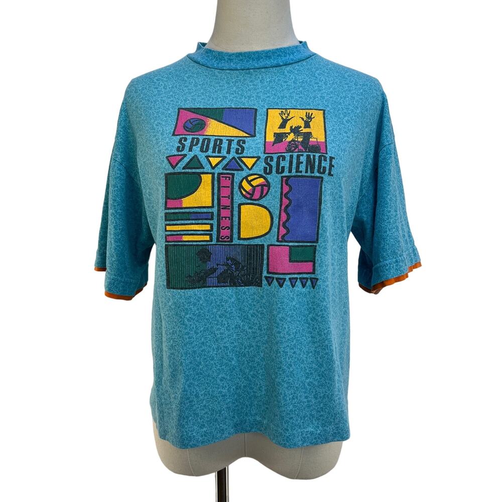 Vintage 90s Gitano Crop Graphic Tee Blue Sports Science